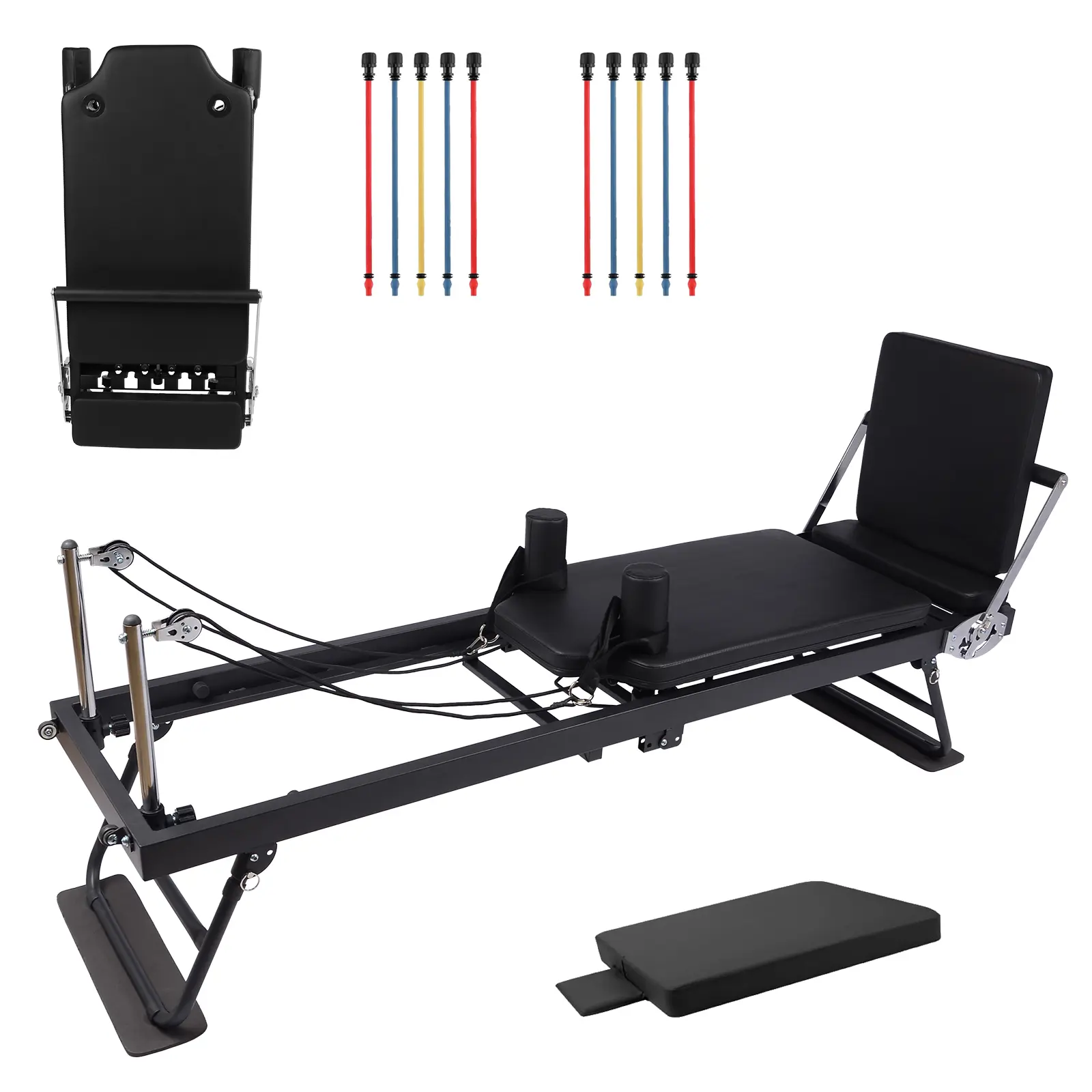 Foldable Pilates Reformer for Home – Studio-Grade with Dual Resistance (Springs & Cords) – Heavy Duty, Quiet & Portable – Ideal for Beginners & Advanced Workouts