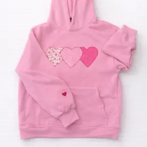 Pink heart patchwork hoodie