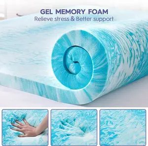 Mattress Topper, Queen Size Cooling Gel Memory Foam Bed Toppers, 2 Inch Soft Mattress Pads for Sleeper Sofa, RV, Camper, CertiPUR-US Certified Mattress Topper, Twin Size Cooling Gel Memory Foam Bed Toppers, 2 Inch Soft Mattress Pads for