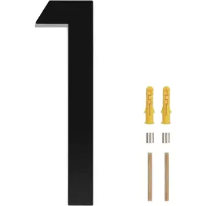 Becizy 4 Inch Floating House Number, Black Modern House Numbers, House Address Numbers for Outside Garden Yard Home Door Mailbox Address Numbers with Screw Kit, 911 Visibility Signage, Plastics (1)
