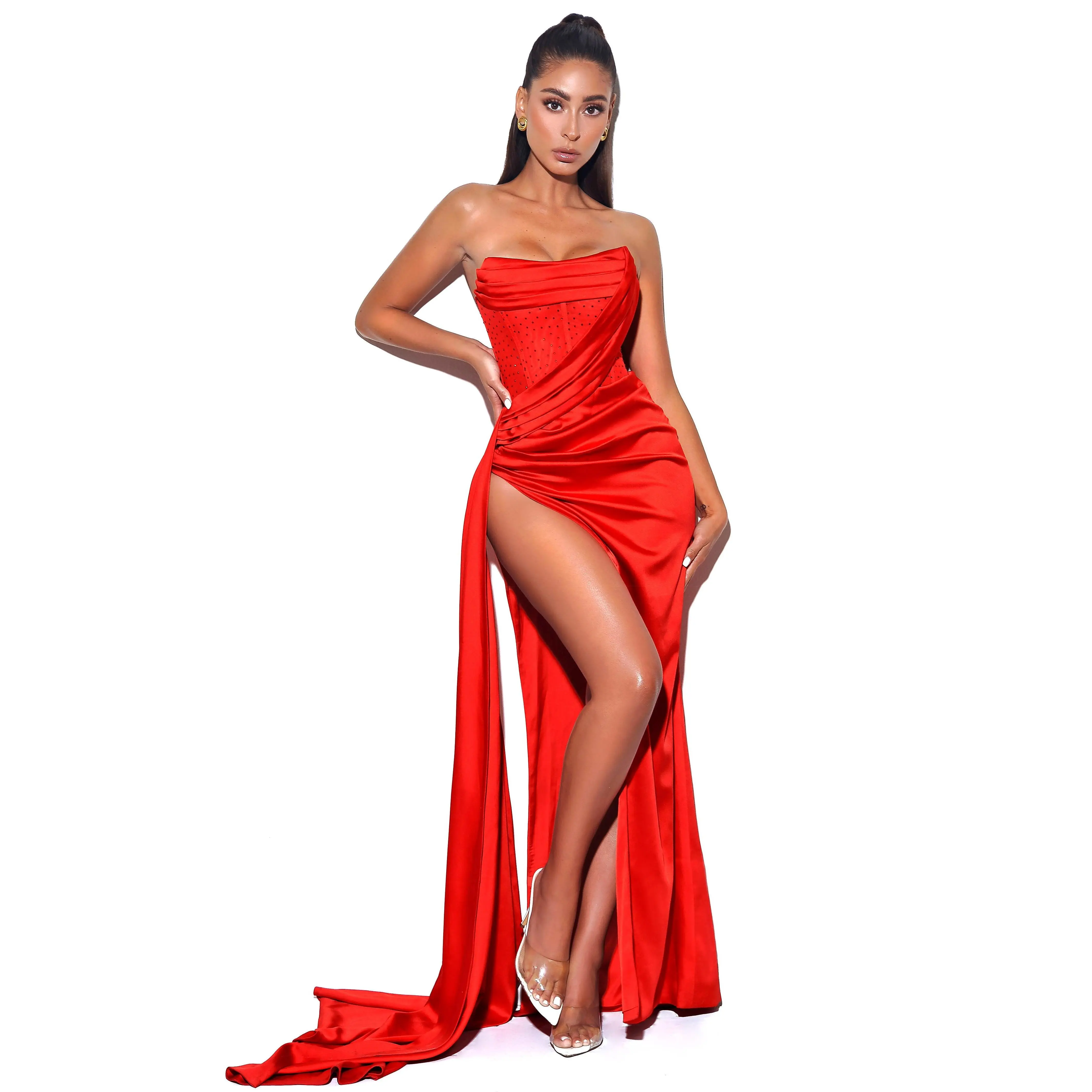 sachin and babi light blue dress Hallie Formal High Slit Corset Dress