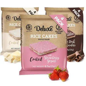Deluxe & Bla Bla Chocolate Covered Rice Cakes 12 Pack – Whole Grain, Gluten-Free, Kosher Snack – Low-Calorie & Crunchy – Coated with Dark & White Chocolate & Strawberry Yogurt (19g Each)