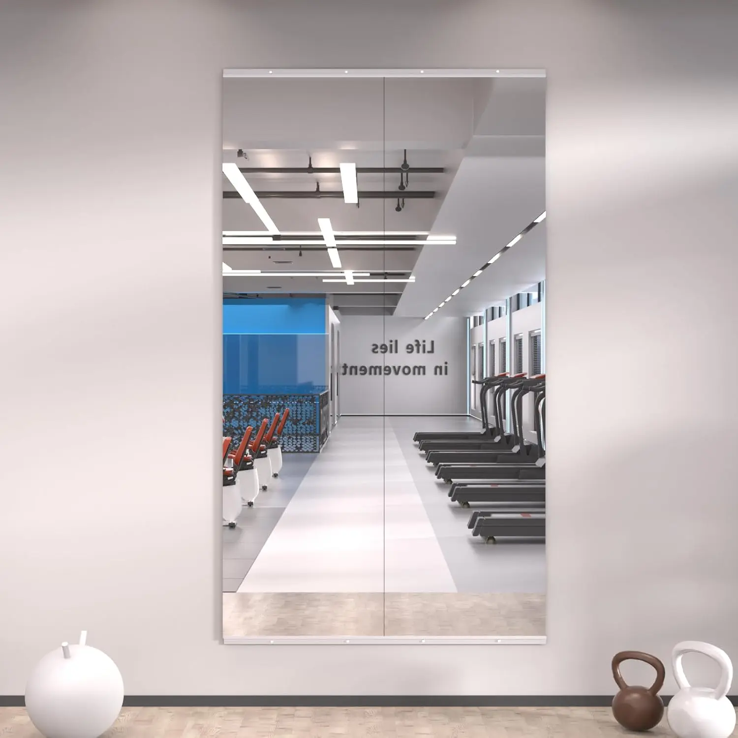 Home Gym Mirror, 56"x16"-2 PCS Gym Mirrors for Wall, Frameless, Tempered Glass, Large Workout Mirrors for Home Gym, Dance Studio, Yoga Room, Garage Gym