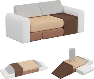 BanaSuper 7-Piece Kids Climbing Foam Blocks Playset - Foldable Convertible Climber into Sofa & Play Couch for Toddlers - Soft Climbing Foam Toys for Creative Boys & Girls