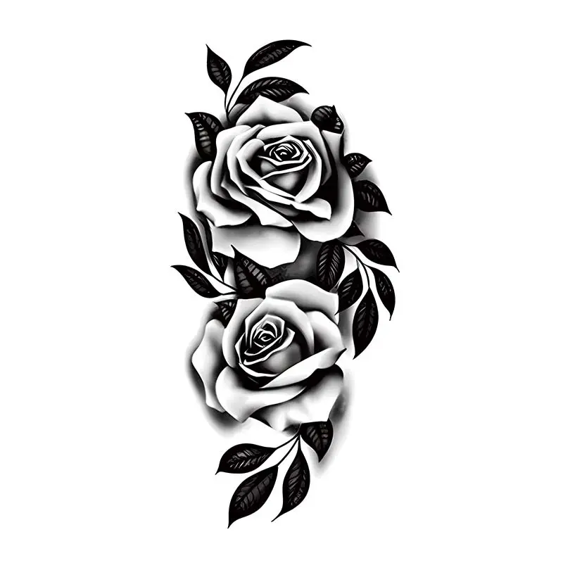 Flower Pattern Temporary Tattoo Sticker, Temporary Tattoos Stickers, 1 Count Realistic Waterproof Long Lasting Fake Tattoo Sticker, Body Art Sticker for Women & Men