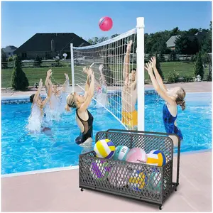 GARVEE Poolside Float Storage, Outdoor Storage, Patio Basket, Storage Box, PE Rattan Outdoor Pool Caddy with Rolling Wheels for Floaties, Patio, Pool, Beach-Sturdy & Movable, Diamond Gray