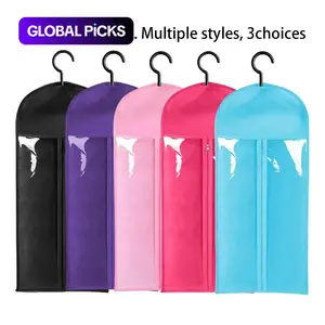 3/5 Counts Wig Storage Bags with Hooks and Zipper, Transparent Dustproof Wig and Hair Extension Hanger Bags, Salon and Home Wig Storage Accessories, Dust Cover, Household Dust Cover #GLOBAL PICKS