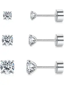 3 Pairs 20G CZ Stud Earrings Flatback Tragus Cartilage Stud Earrings Set Tiny CZ Stud Flat Back Earrings for Women Men Stud Earrings Jewelry