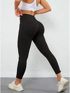 Women's Solid High Waist Sports Leggings, Quick Drying Breathable Comfortable Skinny Pants for Yoga Gym Workout Running, Ladies Sportswear Clothing, Gym Clothing, Summer Outfits 2024