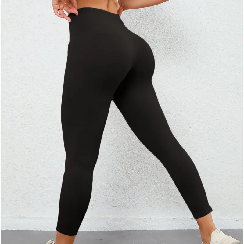 Women's Solid High Waist Sports Leggings, Quick Drying Breathable Comfortable Skinny Pants for Yoga Gym Workout Running, Ladies Sportswear Clothing, Gym Clothing, Summer Outfits 2024