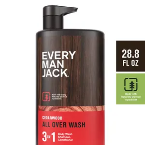 Every Man Jack Men'S Hydrating 3 in 1 Body Wash, Shampoo, and Conditioner, Cedarwood, 28.8 Fluid Ounces Every Man Jack