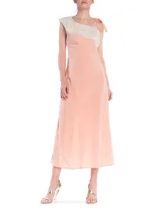 1930S Baby Pink Bias Cut Rayon & Lace Rare Unique Asymmetrical Slip Dress Negligee Dress