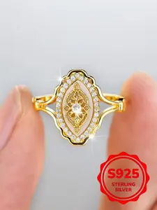Hot Selling S925 Silver Eye Design Ring, Cubic Zirconia Inlay, Natural Shell, Luxury Fashion Jewelry for Women, Perfect Gift