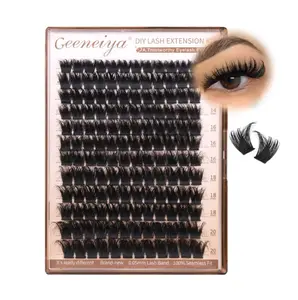Geeneiya Lash Clusters 200D Full Eyelash Clusters 10-20mm Thick D Curvature Lash Extension Wispy Cluster Eyelash Extensions DIY Individual Eyelashes for Beginners