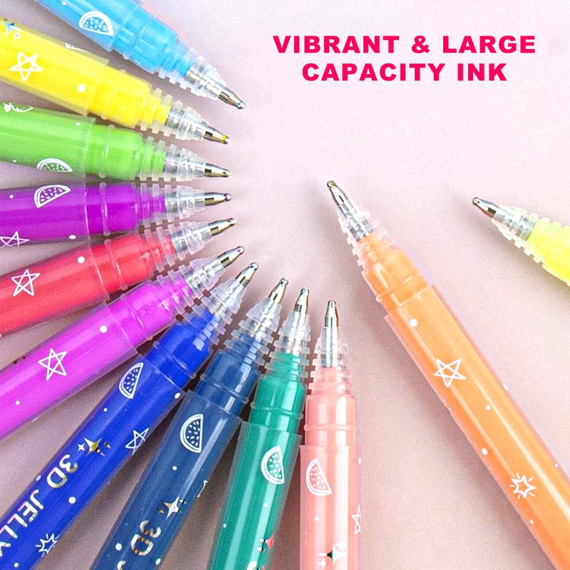 3D Jelly Pens, 12/24/36 Colors Set of 3D Effect Jelly Gel Pens, Perfect for Painting, Drawing, Writing, Bullet Journal, Card Making, Nail Painting, DIY Crafts