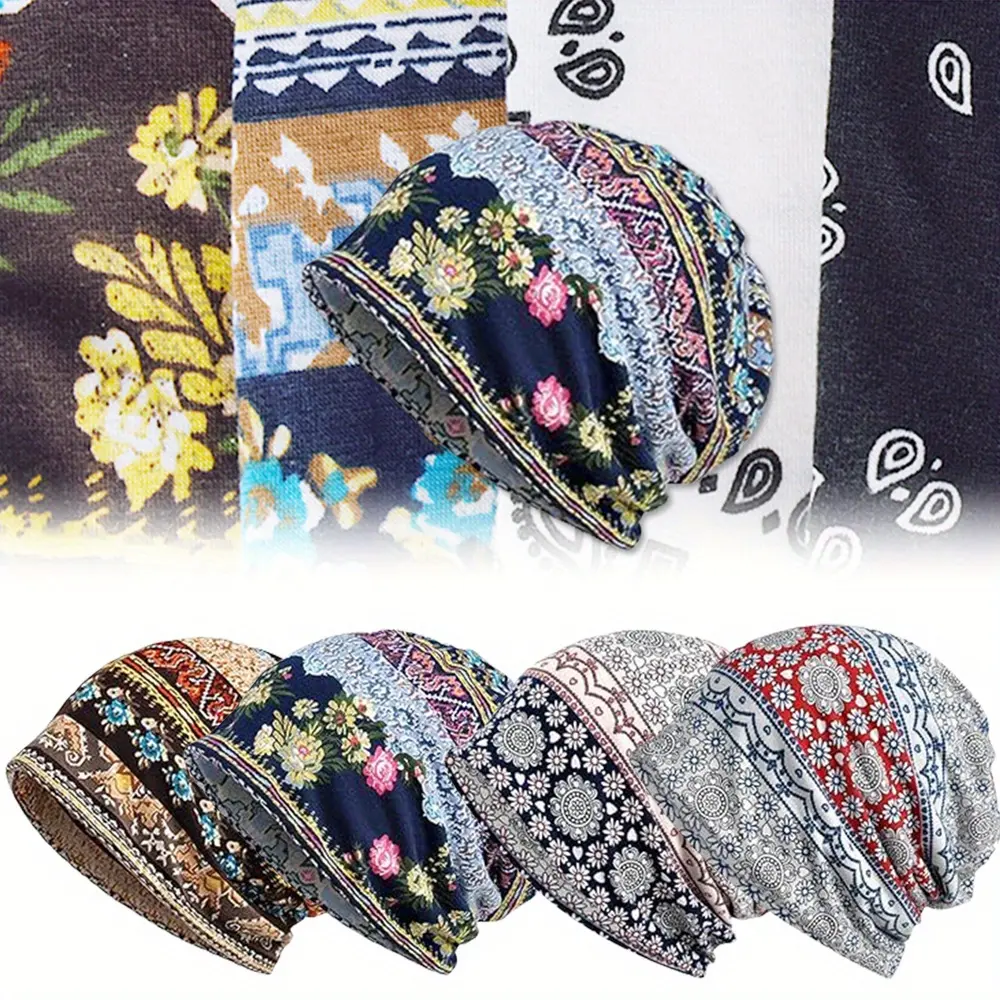 4PCS Slouchy Beanie Hats Hip-Hop Soft Lightweight Running Beanie Adult Skull Hats Cap for Men Women