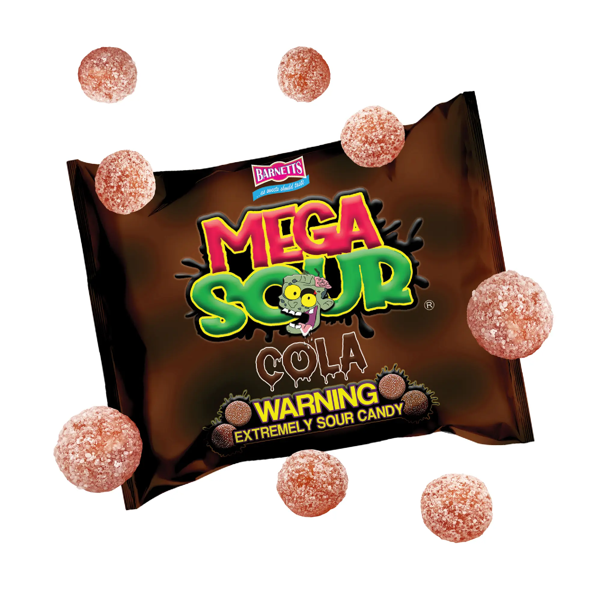 Barnetts Mega Sour Candy Cola - Trendy Sweet Bags - Traditionally Handmade Sweets - Sour Coating Lasts 20 Seconds - Candies for Party Bag, Gift Hamper, or Hamper Box