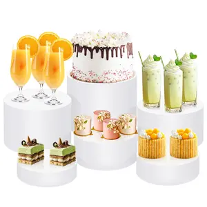 6Pcs Acrylic Buffet Risers Food Risers for Buffet Display Cases Clear Round Base Sizes 6" 6.5" 6.7" 7" 7.5" 8" for Table Ornaments and Storage