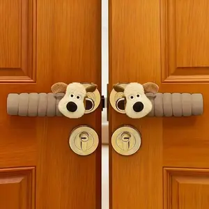 Cute Door Handle Cover, Anti-Collision Static Protection, Thickened Door Panel Protector, Durable Polyester Material, Easy Installation