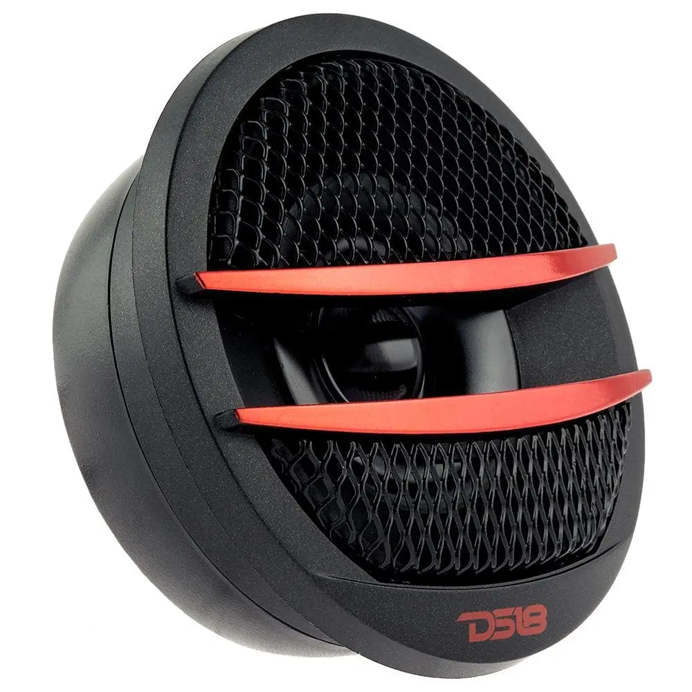 DS18 TX1 Red 1.38" PEI Dome Ferrite Tweeters - Car Mounted Speaker, 200W Max Power, High-Frequency Precision, Truck/SUV Audio Upgrade Components
