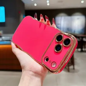 Fashion Wave Plated Phone Case for iPhone 11 12 13 14 15 16 17 Pro Max Plus Air, Simple Mobile Protection Cover, Stylish Design