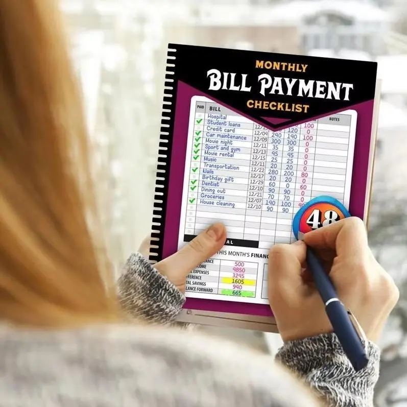 48-Month Budget Tracking Notebook Monthly Financial Organizer English Paper Material for Personal Finance Management Weekly Planner Pink Notepad Bill Payment Checklist Office Stationery Supplies