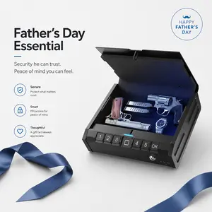 Father’s Day Gift for Dad - ONNAIS Iron PRO Smart Biometric Safe Box, Quick-Access Fingerprint Lock with Keypad, USB-C Emergency Power, Nightstand & Home Security Safe