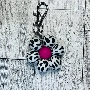 Beadable flower keychain customizable