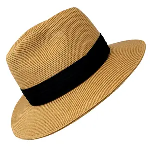 SHAHIN Traveler’s Straw Hat Fedora | Unisex Packable Fedora Hat with Banded Detail