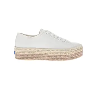 Keds Womens Triple Up Canvas Jute Foxing Lace Up Sneakers Shoes Casual - Brown, White