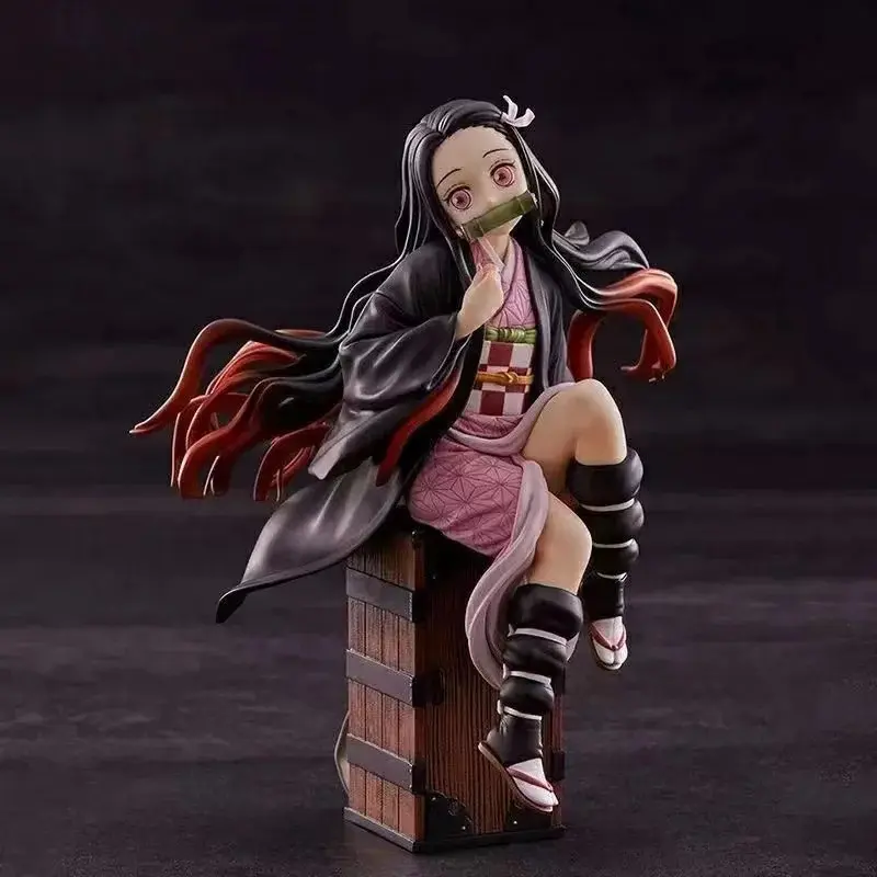 15cm Demon Slayer Kamado Nezuko Sitting Model Toy PVC Figure Toy Collection Box Decoration Desktop Collection Decoration Gift
