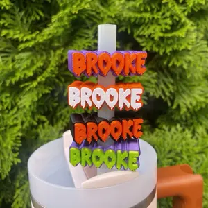 Spooky Blood Drip Halloween Themed Custom Name Cute Straw Charms for Stanley Tumbers & 9.5mm Straws with Durable PLA Design - Stylish, Beverage