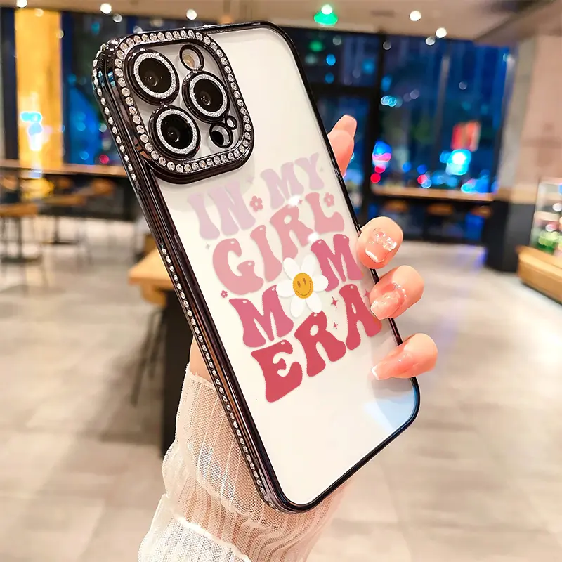 Mama Era Luxury Rhinestone Decor Phone Case, Shockproof Protection Casing with Camera Protector for iPhone 17, 17Air, 17Pro, 17Promax, 16, 15, 14, 13, 12, 11 Plus Pro Max (Mobile Phone Accessories), Smartphone, Cellphone