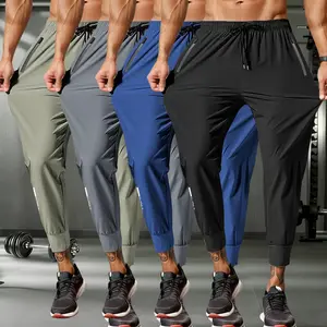 Men's High Elasticity Ice Silk Joggers - Quick Dry Breathable Athletic Pants, Suitable for Gym & Training, Minimalist Design