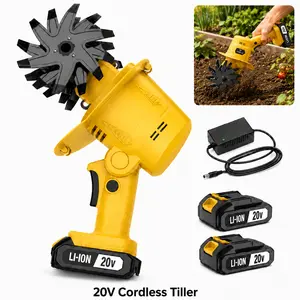electric garden tiller/20V Cordless Garden Tiller, Handheld Electric Cultivator for Soil Loosening, Battery Powered Mini Rototiller Tool for Vegetable Garden, Flower Bed Care, Yard Weeding and Small Garden Soil Cultivating