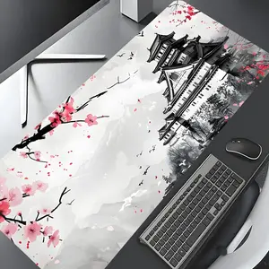 Cherry Blossom Pattern Mouse Pad, Rectangle Gaming Mouse Pad, Non-slip Rubber Base Desk Keyboard Mat for Home Office
