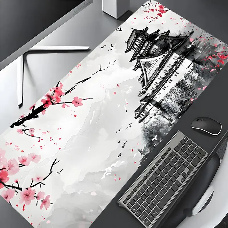 Cherry Blossom Pattern Mouse Pad, Rectangle Gaming Mouse Pad, Non-slip Rubber Base Desk Keyboard Mat for Home Office, Aesthetic Desk Accessories, Computer Accessories for Desk