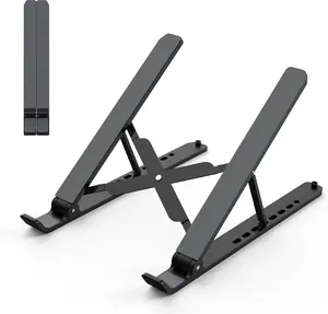 Adjustable Laptop Stand Foldable Laptop Riser Portable Notebook Holder Cooling Ventilated Stand Black
