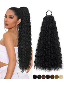 Women's High Temperature Fiber Wavy Ponytail Extension, Elastic Band Design, Small Curl Ponytail Hairpiece, Stylish & Easy to Use, Synthetic Hairpieces