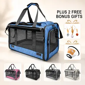 SmartWell Soft Sided Cat Carrier With Privacy Curtains Airline Approved Travel Bag For Large Cats Small Dogs Foldable Washable Bedding Plus Free Recovery Cone And Toys Gift Set