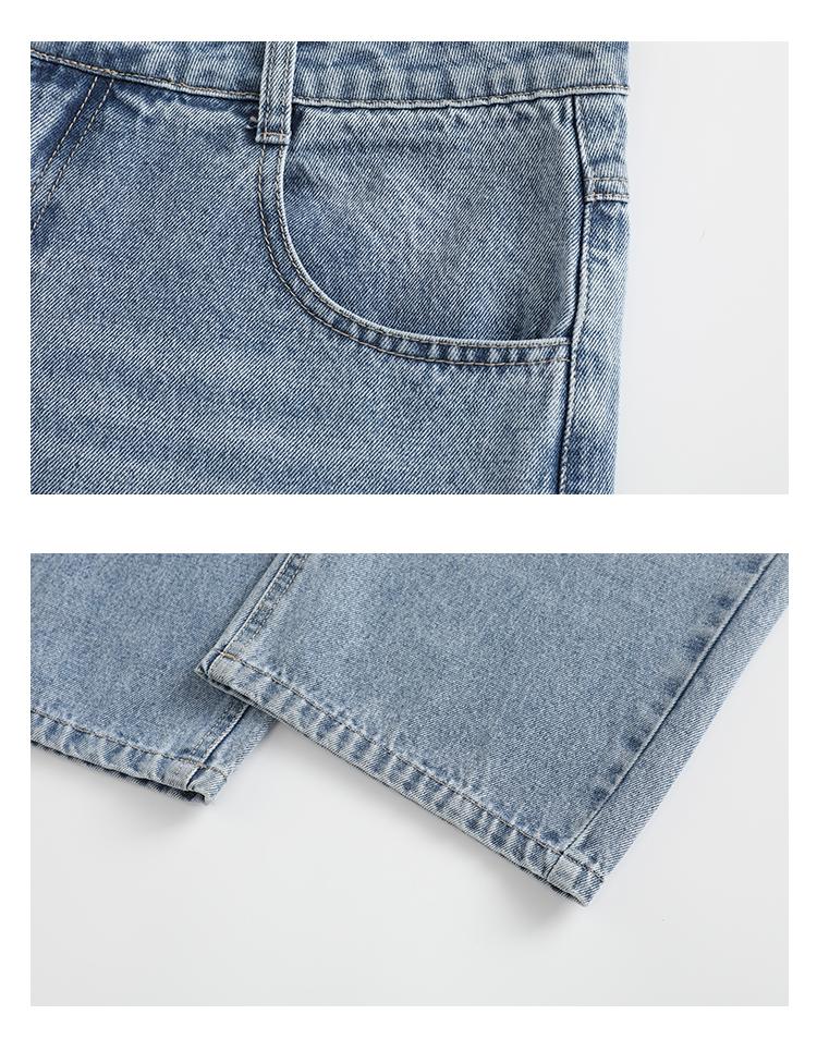 3-pack men’s cotton wide-leg jeans, loose fit with straight cut, casual street retro gradient wash denim fabric