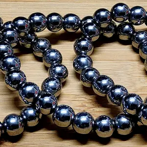 Magnetic Hematite Crystal Bead Stretch Bracelet (8mm)