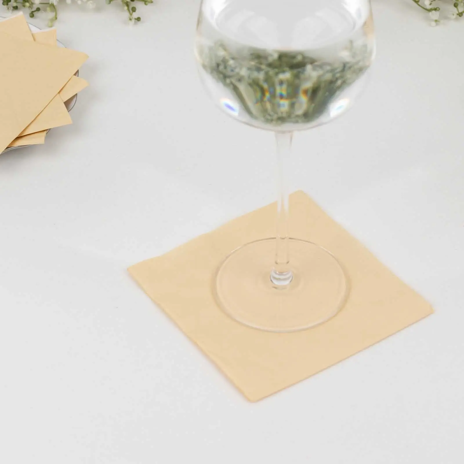 50-Pack Paper Napkins - Beige 2-Ply 18GSM Disposable Soft 5"x5" Cocktail Napkins for Event, Birthday, Festival Party Tableware