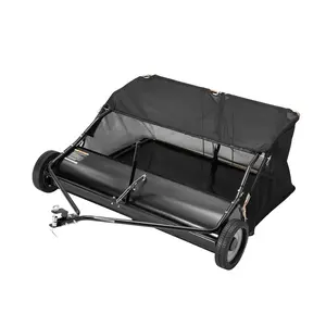 AECOJOY Pull-Behind Grass & Leaf Sweeper, Large Capacity Lawn Collector with Adjustable Height & Dumping Rope, Galvanized Frame for Yard, Lawn, Farm