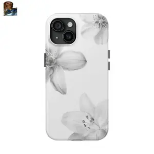 MagSafe iPhone Case Black &White Hibiscus Flower iPhone Case, Aesthetic Protective Case Custom Cute Protective iPhone and Samsung Case, iPhone 16- iPhone 13