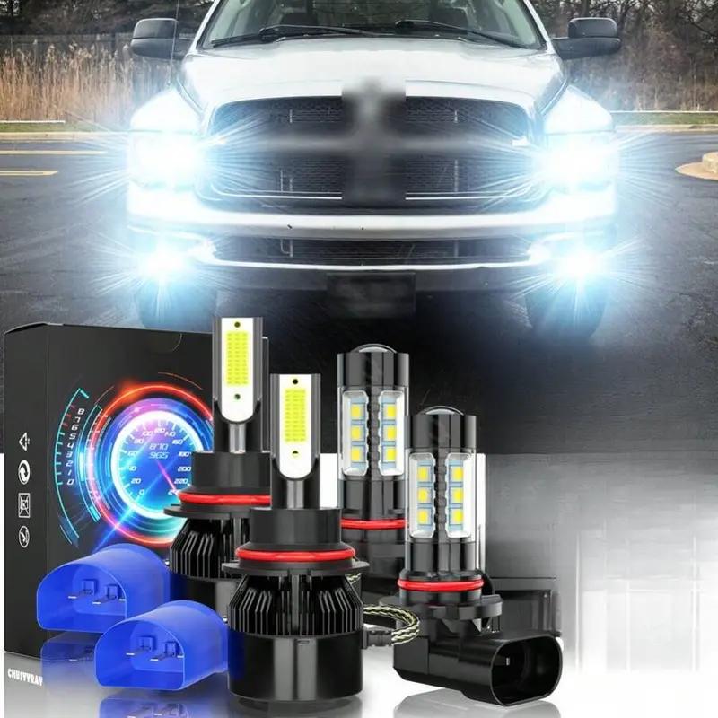 Plug and Play 9005/HB3 9006/HB4 LED Headlights - 4PCS 6000K White Light, Cooling Fan, No Battery, Super Bright Car Truck Driving Accessories  cars accessories  car stuff