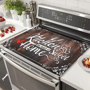 Soft Electric Stove Cover Cook Top Panel Protector Pad, Farm Wood Grain Design, Aesthetic, Scratch Resistant, Easy Clean, Kitchen Counter Guard, Multi-Purpose Mat