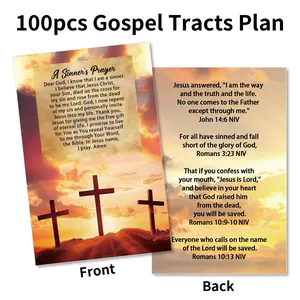 100pcs Christian Gospel Tract Cards - "Sinner Pray" Pocket-Sized Holy Postcards with Inspirational Bible Verses, Biblical Messages, Salvation Cards, Scripture References Cards, Christian Gift, Prayer Cards