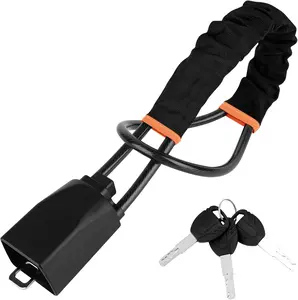 Steering Wheel Lock 1-Pack Anti-theft Car Essential Max Lock Span 17 Inches Thickened Steel Cable Exquisite Stitched Edges 3 Keys Included Fits Most Car Models & SUVs multi-function