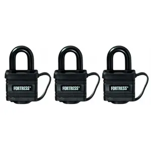 Master Lock 1804TRI 3 Count 1.56 in. Black Weatherproof Padlocks